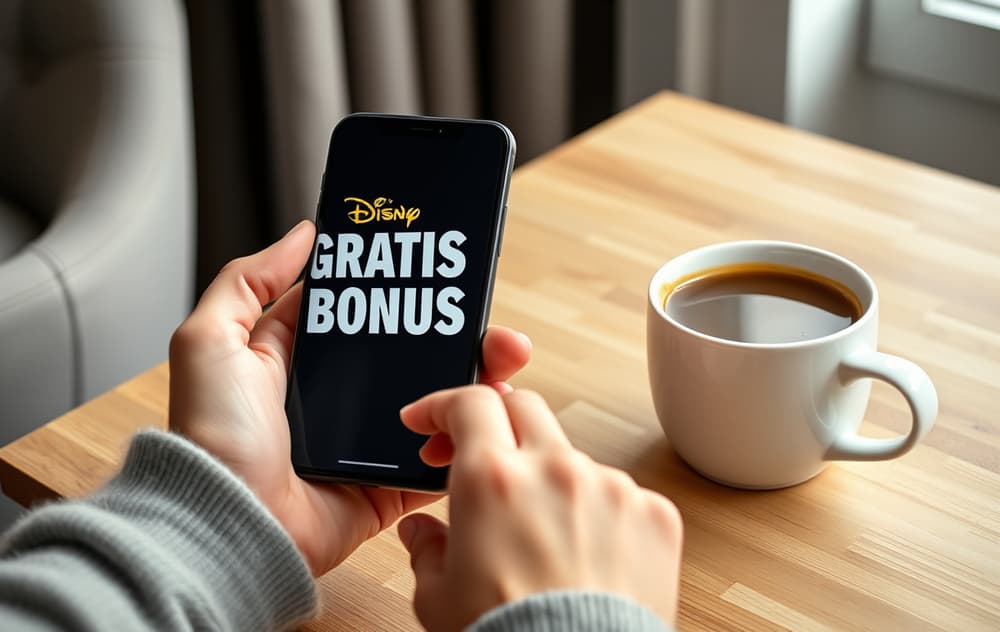 Person med smarttelefon som viser en casinobonus uten innskudd på skjermen