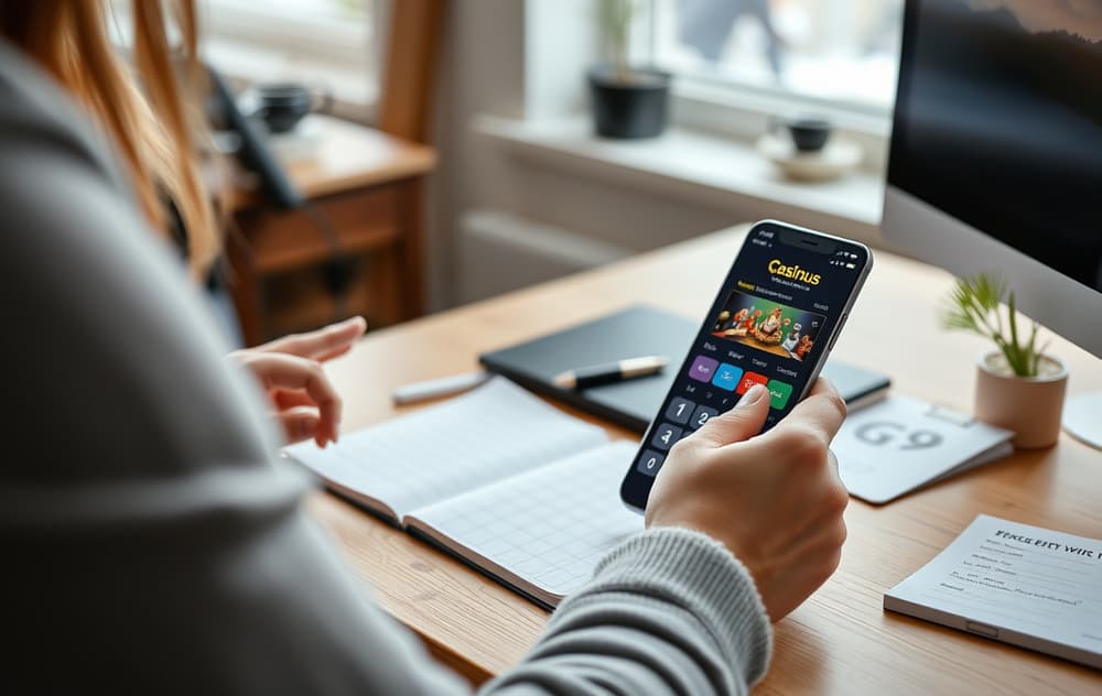 Mobilskjerm med casinobonustilbud og en kalkulator for å regne på omsetningskrav.