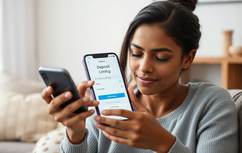 Person som setter innskuddsgrense på mobilen – ansvarlig spilling